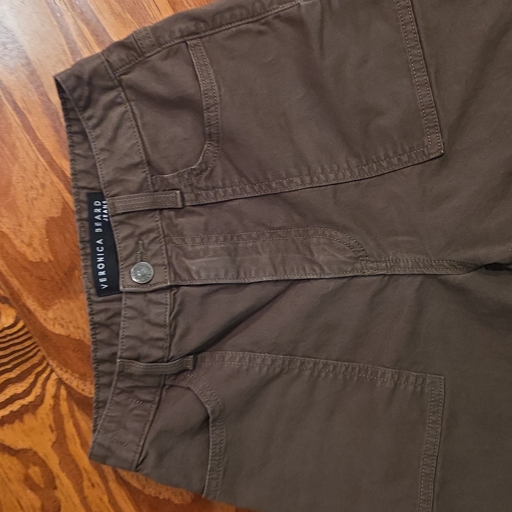 Veronica Beard Crosbie Wide Leg Olive Green Pants 24